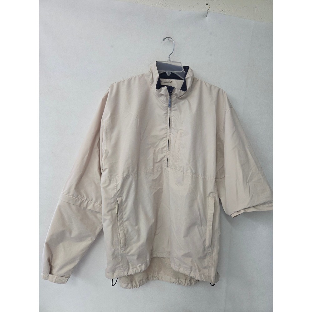 The Weather Co Windbreaker Mens XL Tan Convertible Zip Off Sleeve Golf‎ Pullover